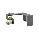 Scrivania Sasha, Scrittoio angolare porta PC, Tavolo multiuso per ufficio, Scrivania salvaspazio multiposizione, 100% Made in Italy, cm 160x60h78, Ardesia