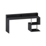 Scrivania Serafino, Scrittoio lineare con ripiani portaoggetti, Scrivania ufficio multiuso con sopralzo, 180x92,5h60 cm, Ardesia