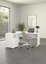 Scrivania Sidonia, Scrittoio multiuso, Tavolo per ufficio porta PC, Piano di lavoro, 159x150 h75 cm, Bianco