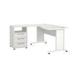 Scrivania Sidonia, Scrittoio multiuso, Tavolo per ufficio porta PC, Piano di lavoro, 159x150 h75 cm, Bianco