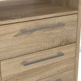 Scrivania Sidonia, Scrittoio multiuso, Tavolo per ufficio porta PC, Piano di lavoro, 159x150 h75 cm, Quercia e Bianco