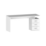 Scrivania Siro, Scrittoio lineare, Scrivania ufficio multiuso, Scrivania salvaspazio multi posizione, 160x60h75 cm, Bianco