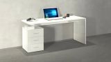 Scrivania Siro, Scrittoio lineare, Scrivania ufficio multiuso, Scrivania salvaspazio multi posizione, 160x60h75 cm, Bianco