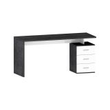 Scrivania Siro, Scrittoio lineare, Scrivania ufficio multiuso, Scrivania salvaspazio multi posizione, 160x60h75 cm, Bianco e Ardesia