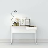 Scrivania Stephanie, Scrittoio multiuso, Tavolo per ufficio porta PC, Piano di lavoro, 110x48 h77 cm, Bianco