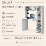 Scrivania studio bianca 113x40cm con libreria - Arapaho