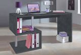 Scrivania Valerio, Scrittoio lineare porta PC, Tavolo multiuso per ufficio, Scrivania salvaspazio multiposizione, 100% Made in Italy, cm 140x60h78, Ardesia