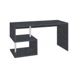 Scrivania Valerio, Scrittoio lineare porta PC, Tavolo multiuso per ufficio, Scrivania salvaspazio multiposizione, 100% Made in Italy, cm 140x60h78, Ardesia