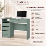 Scrivania Verde Salvia un Ripiano 4 Cassetti 109x49x76h cm, un Vano - Franklin