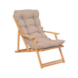 Sdraio pieghevole imbottita beige in legno Marrone rovere - Stintino