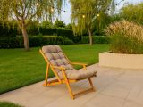 Sdraio pieghevole imbottita beige in legno Marrone rovere - Stintino