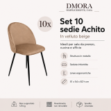 Sedia Beige 10 Sedie Imbottito, Peso Supportato 120 kg - Achito
