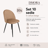 Sedia Beige 10 Sedie Imbottito, Peso Supportato 120 kg - Achito