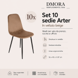 Sedia Beige 10 Sedie Imbottito, Peso Supportato 120 kg - Arter