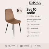 Sedia Beige 10 Sedie Imbottito, Peso Supportato 120 kg - Arter