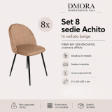 Sedia Beige 8 Sedie Imbottito, Peso Supportato 120 kg - Achito