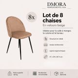 Sedia Beige 8 Sedie Imbottito, Peso Supportato 120 kg - Achito
