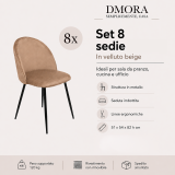 Sedia Beige 8 Sedie Imbottito, Peso Supportato 120 kg - Achito