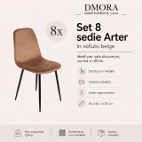 Sedia Beige 8 Sedie Imbottito, Peso Supportato 120 kg - Arter