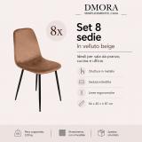 Sedia Beige 8 Sedie Imbottito, Peso Supportato 120 kg - Arter