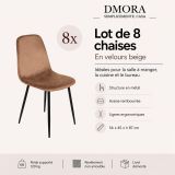 Sedia Beige 8 Sedie Imbottito, Peso Supportato 120 kg - Arter