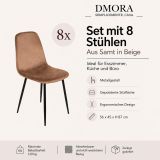 Sedia Beige 8 Sedie Imbottito, Peso Supportato 120 kg - Arter