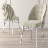 Sedia Bianco Crema Bianco 6 Sedie Imbottito, Peso Supportato 120 kg - Perillis