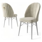 Sedia Bianco Crema Bianco 6 Sedie Imbottito, Peso Supportato 120 kg - Perillis