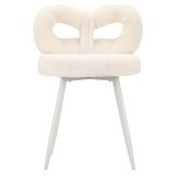 Sedia Bianco Crema Grigio una Sedia Seduta in Tessuto Effetto Bouclè, Imbottito - Rishik