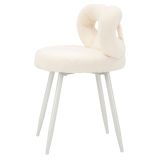 Sedia Bianco Crema Grigio una Sedia Seduta in Tessuto Effetto Bouclè, Imbottito - Rishik
