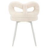 Sedia Bianco Crema Grigio una Sedia Seduta in Tessuto Effetto Bouclè, Imbottito - Rishik