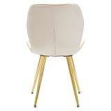 Sedia Bianco Crema oro 2 Sedie Rivestimento in Velluto, Imbottito - Bohinj