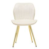 Sedia Bianco Crema oro 2 Sedie Rivestimento in Velluto, Imbottito - Bohinj