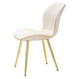 Sedia Bianco Crema oro 2 Sedie Rivestimento in Velluto, Imbottito - Bohinj