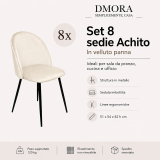 Sedia Bianco Panna 8 Sedie Imbottito, Peso Supportato 120 kg - Achito