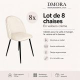 Sedia Bianco Panna 8 Sedie Imbottito, Peso Supportato 120 kg - Achito