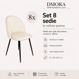 Sedia Bianco Panna 8 Sedie Imbottito, Peso Supportato 120 kg - Achito
