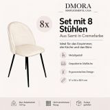Sedia Bianco Panna 8 Sedie Imbottito, Peso Supportato 120 kg - Achito