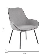 Sedia comoda imbottita in tessuto grigio - Arpaia