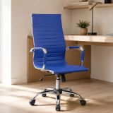 Sedia con Ruote blu Regolabile Imbottito, 5 Ruote - Attilia