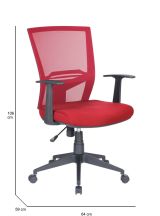Sedia con ruote con braccioli in tessuto rossa - Eulalia