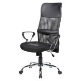Sedia con ruote da ufficio imbottita con braccioli in tessuto nera - Ateleta