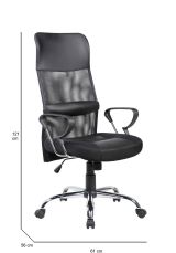 Sedia con ruote da ufficio imbottita con braccioli in tessuto nera - Ateleta
