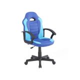 Sedia con ruote imbottita con braccioli in ecopelle blu e azzurra - Miranda
