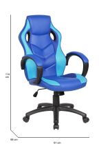Sedia con ruote imbottita con braccioli in tessuto blu e azzurra - Urbana