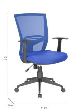 Sedia con ruote imbottita con braccioli in tessuto blu - Eulalia