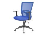 Sedia con ruote imbottita con braccioli in tessuto blu - Eulalia