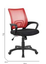 Sedia con ruote imbottita in ecopelle nera e rossa - Reticolo