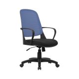 Sedia con ruote imbottita in tessuto nera e blu - Arcola