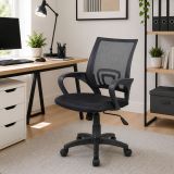 Sedia con ruote imbottita in tessuto nera - Reticolo